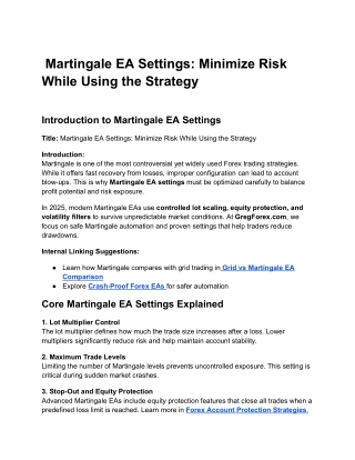 Martingale EA Settings | Minimize Risk While Using This Trading Strategy