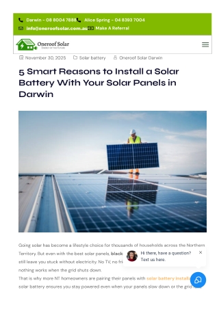 5 Smart Reasons to Install a Solar Battery With Your Solar Panels in Darwin