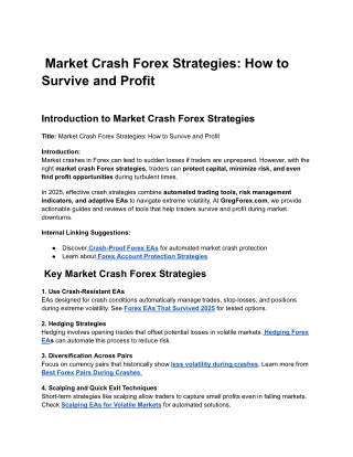 Market Crash Forex Strategies | How to Survive and Profit in Volatile Times