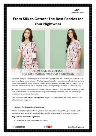 From Silk to Cotton: The Best Fabrics for Your Nightwear