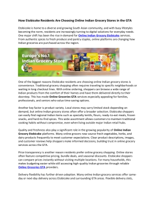 How Etobicoke Residents Are Choosing Online Indian Grocery Stores in the GTA