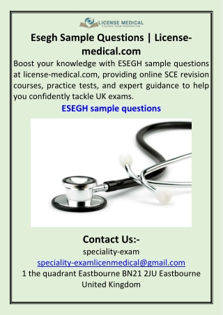 Esegh Sample Questions  License-medical.com