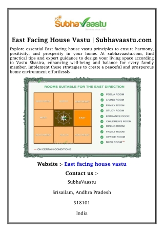 East Facing House Vastu | Subhavaastu.com