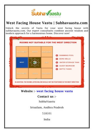 West Facing House Vastu | Subhavaastu.com