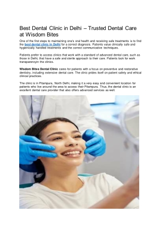 Best Dental Clinic in Delhi – Trusted Dental Care at Wisdom Bites