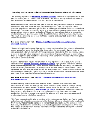 Thursday Markets Australia Pulse A Fresh Midweek Culture of Discovery