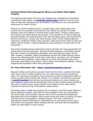 Australia Market Place Reimagined - Where Local Sellers Meet Digital Freedom