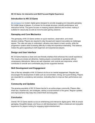 KK 33 Game_ An Interactive and Skill-Focused Digital Experience