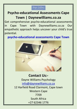 Psycho-educational Assessments Cape Town  Daynewilliams.co.za