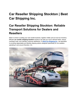 Car Reseller Shipping Stockton Best Car Shipping Inc