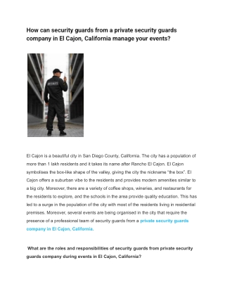 How can security guards from a private security guards company in El Cajon, California manage your events