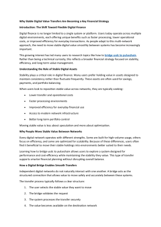 Why Stable Digital Value Transfers Are Becoming a Key Financial Strategy