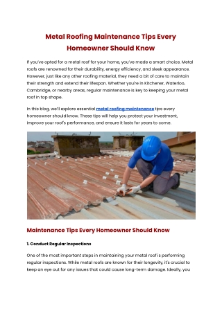 Metal Roofing Maintenance Tips Every Homeowner Should Know