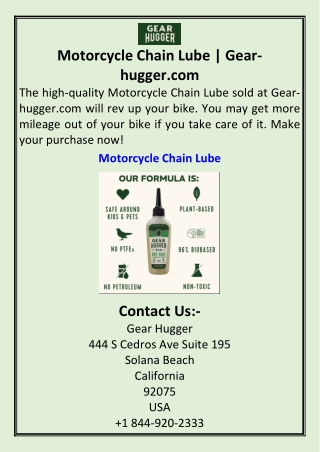 Motorcycle Chain Lube  Gear-hugger.com