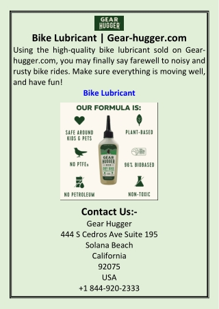 Bike Lubricant  Gear-hugger.com