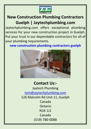 New Construction Plumbing Contractors Guelph  Jaytechplumbing.com