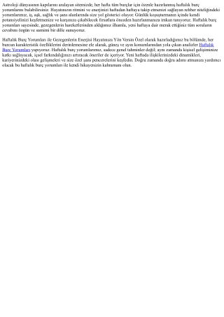 Haftalık Burç Yorumları ile Yeni Haftanıza İlk Siz Hazırlanın