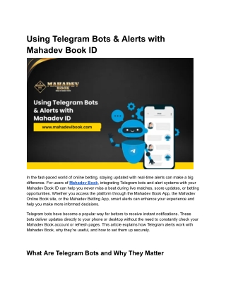 Using Telegram Bots & Alerts with Mahadev Book ID