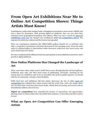 From Open Art Exhibitions Near Me to Online Art Competition Shows_ Things Artists Must Know