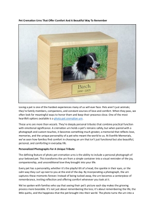 Pet Cremation Urns