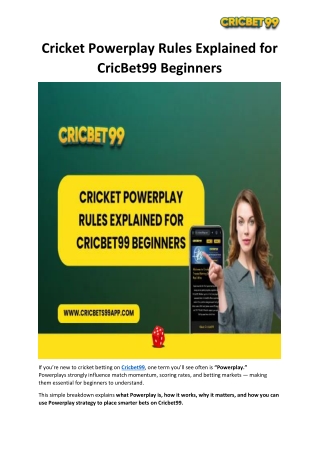 Cricket Powerplay Rules Explained for CricBet99 Beginners