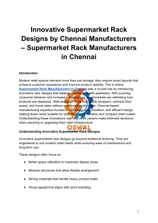 Innovative Supermarket Rack Designs by Chennai Manufacturers – Supermarket Rack Manufacturers in Chennai