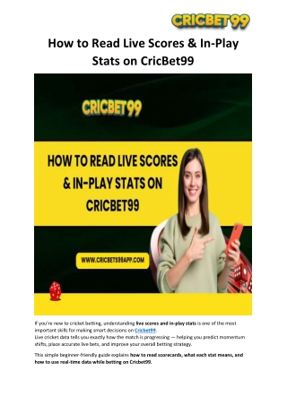How to Read Live Scores & In-Play Stats on CricBet99