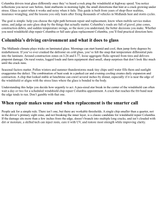Comprehensive Auto Glass Services in Columbia: A Consumer’s Guide