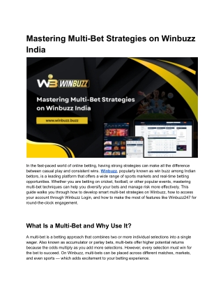 Mastering Multi-Bet Strategies on Winbuzz India