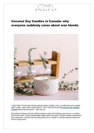 Coconut Soy Candles Canada for Eco-Friendly Fragrance Lovers