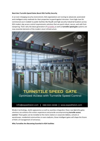 Next-Gen Turnstile Speed Gates Boost KSA Facility Security
