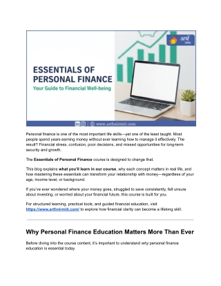Essentials of Personal Finance — What You’ll Learn in Our Course