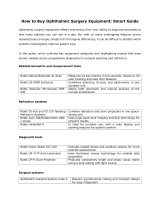 How to Buy Ophthalmic Surgery Equipment- Smart Guide
