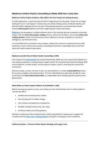 Mysticerra Online Psychic Counselling to Make 2026 Your Lucky Year