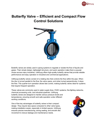Butterfly Valve – Efficient and Compact Flow Control Solutions