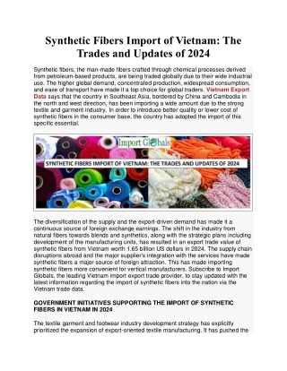 Synthetic Fibers Import of Vietnam