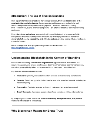 Blockchain for Brand Trust & Transparency