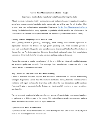 Experienced Garden Rake Manufacturers in Chennai Serving Pan-India