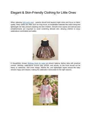 Elegant & Skin-Friendly Clothing for Little Ones