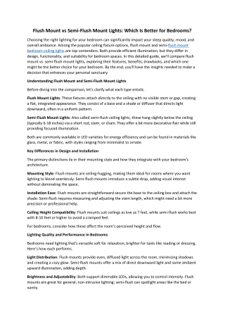 Flush Mount vs Semi Flush Mount Lights Which Is Better for Bedrooms