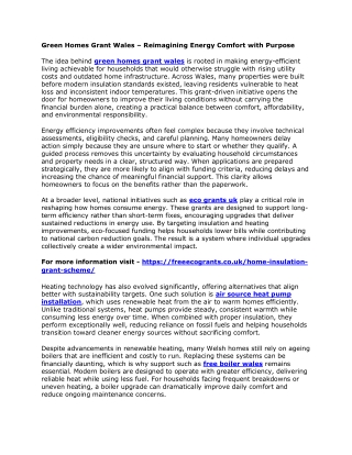 Green Homes Grant Wales – Reimagining Energy Comfort with Purpose