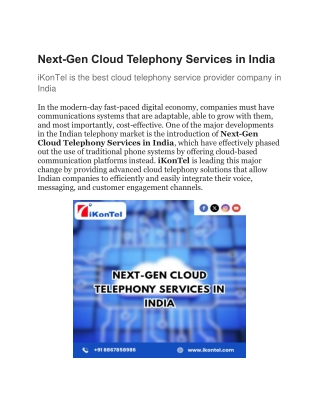 Next Gen Cloud Telephony Services in India