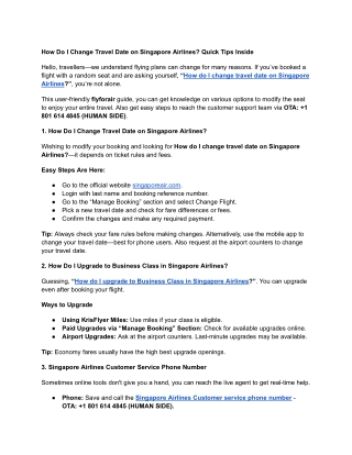 How Do I Change Travel Date on Singapore Airlines_ Quick Tips Inside