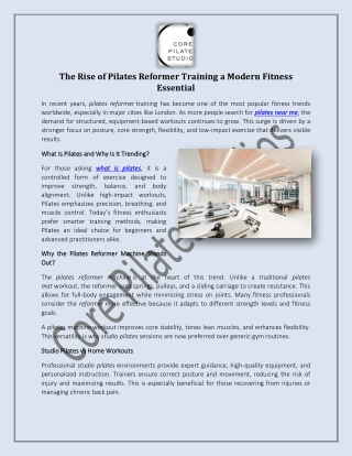 The Rise of Pilates Reformer Training A Modern Fitness Essential