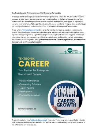 Accelerate Growth - Tektronix Careers UAE Enterprise Partnership