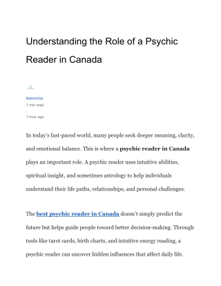 Understanding the Role of a Psychic Reader in Canada