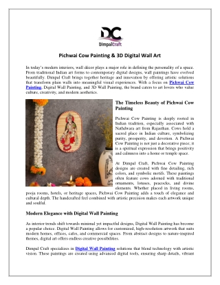 Pichwai Cow Painting & 3D Digital Wall Art