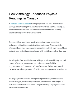How Astrology Enhances Psychic Readings in Canada
