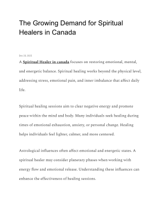 The Growing Demand for Spiritual Healers in Canada