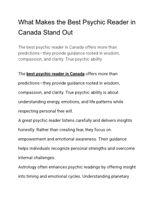 What Makes the Best Psychic Reader in Canada Stand Out